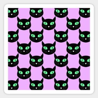 Black cats with green eyes pattern Magnet